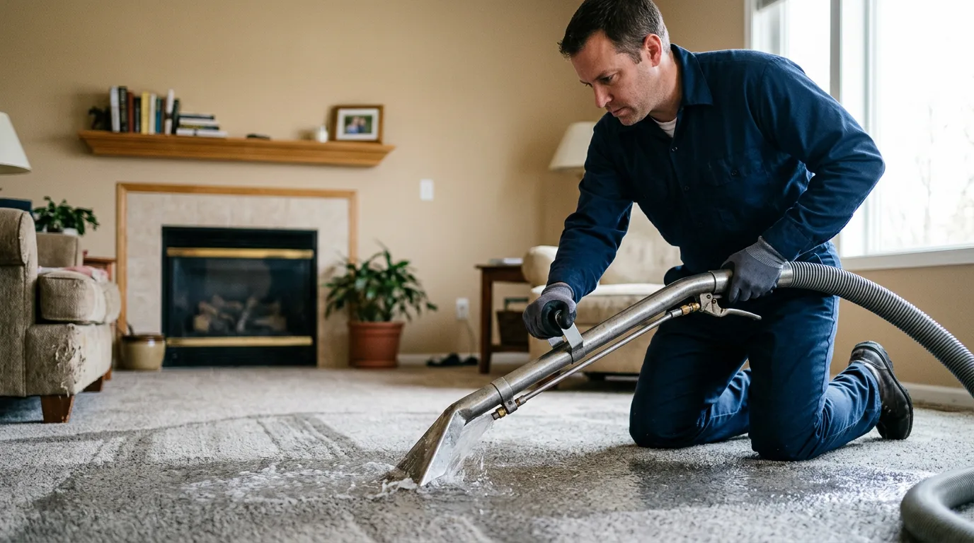Water damage restoration technician working near Aleppo, PA